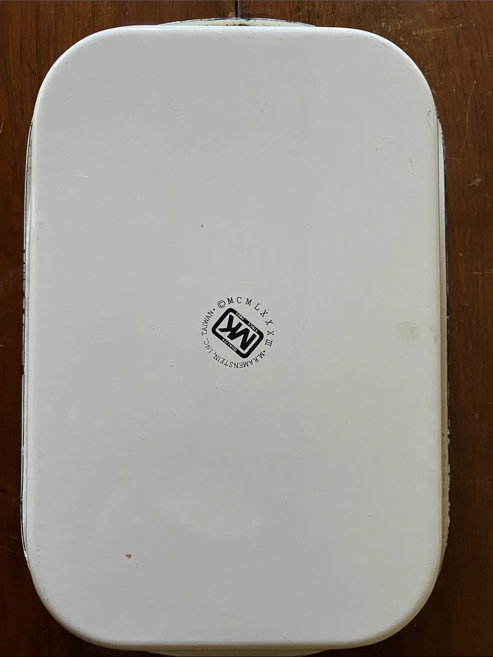 M K ARMENSTEIN White Rectangular Metal Baking Dish with Multicolor Floral Border